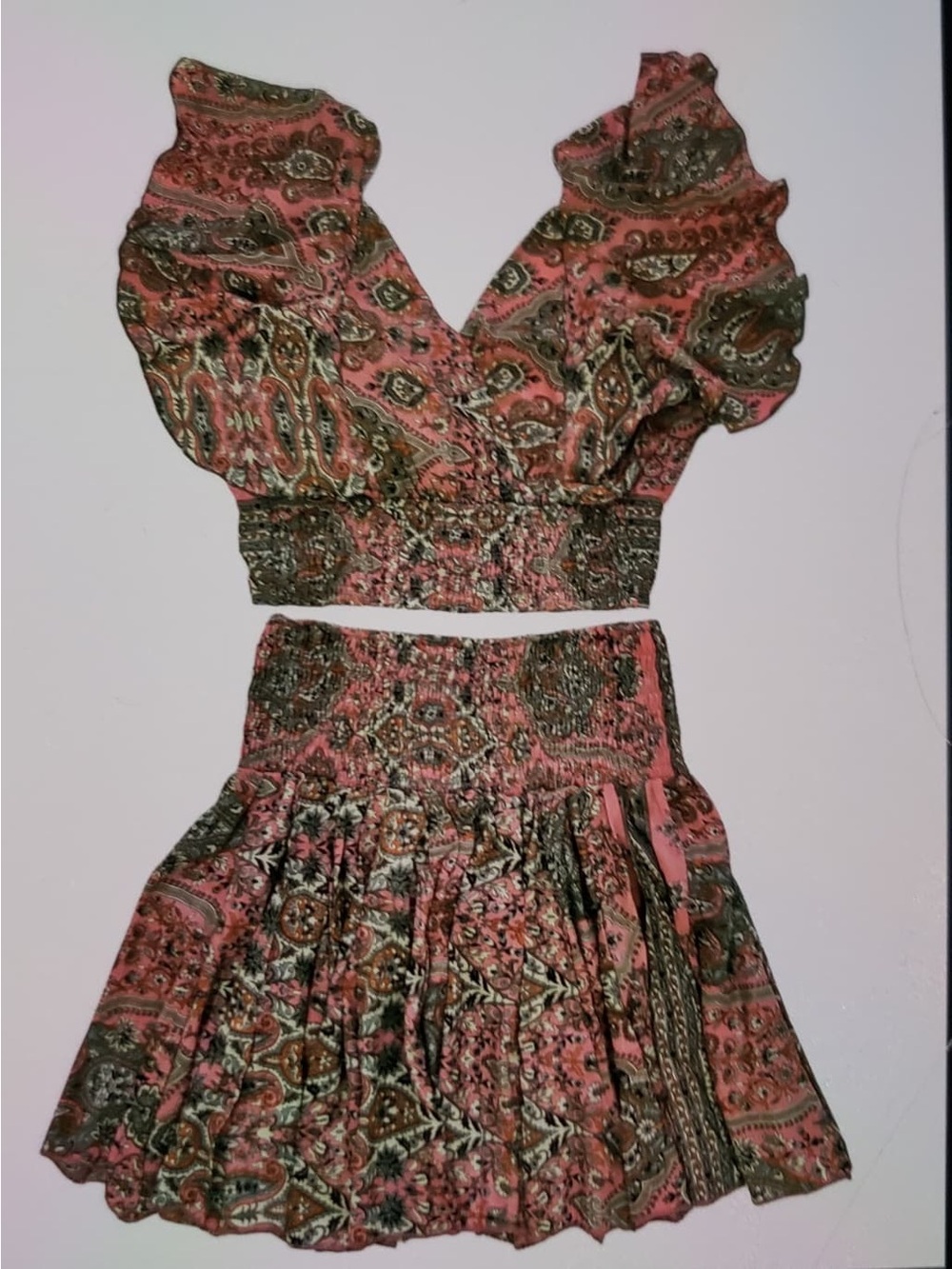 Boho Paisley 2-Piece Set – Crop Top & Skirt